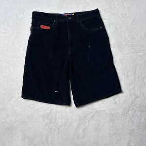 Empyre Corduroy Shorts Mens 30 Black Relaxed Loose Fit Skater Vintage Y2K